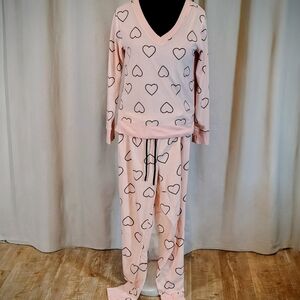 Betsey Johnson 2 Piece Heart Print Pajamas Size Medium